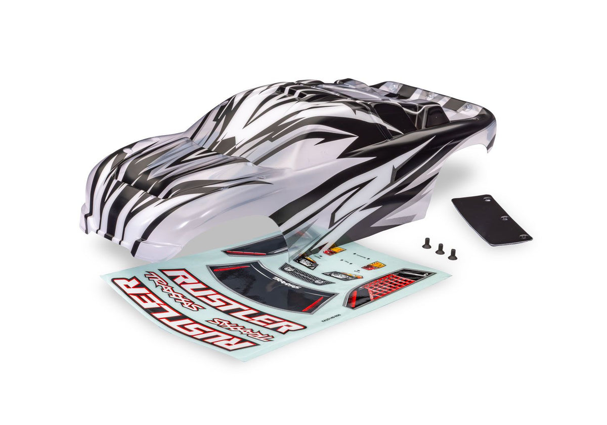 TRA3754X 3754X Rustler 2WD Clipless Body, Clear w/ ProGraphix