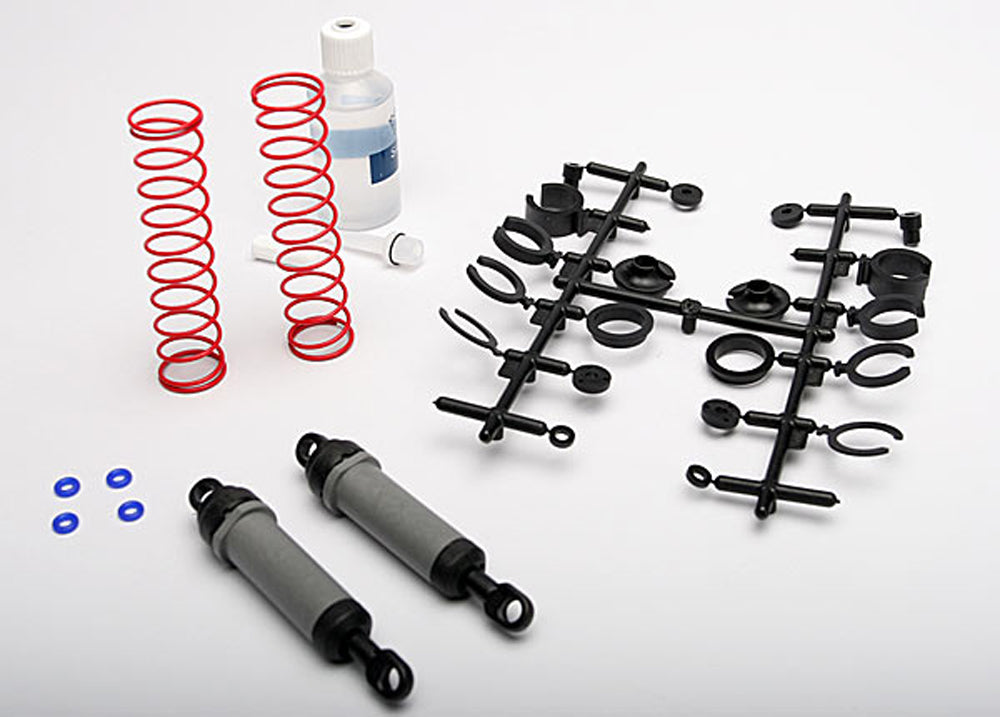 TRA3762A 3762A Rear XX-Long Shocks, Unassembled, Grey & Red Springs