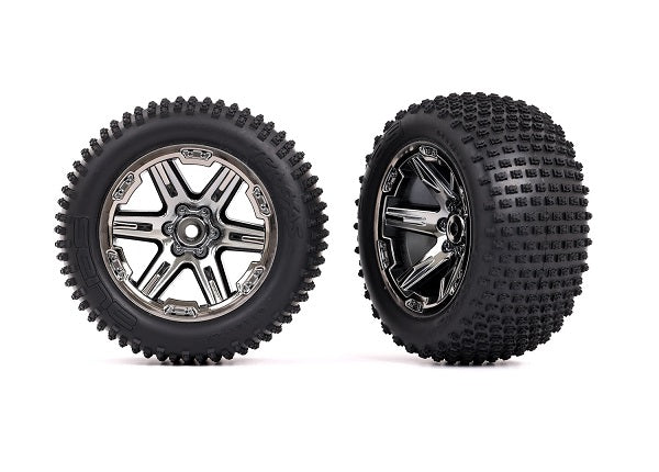 TRA3772R 3772R Rustler 2.8" Rear Alias Tires on RXT Wheels, Black Chrome (2)