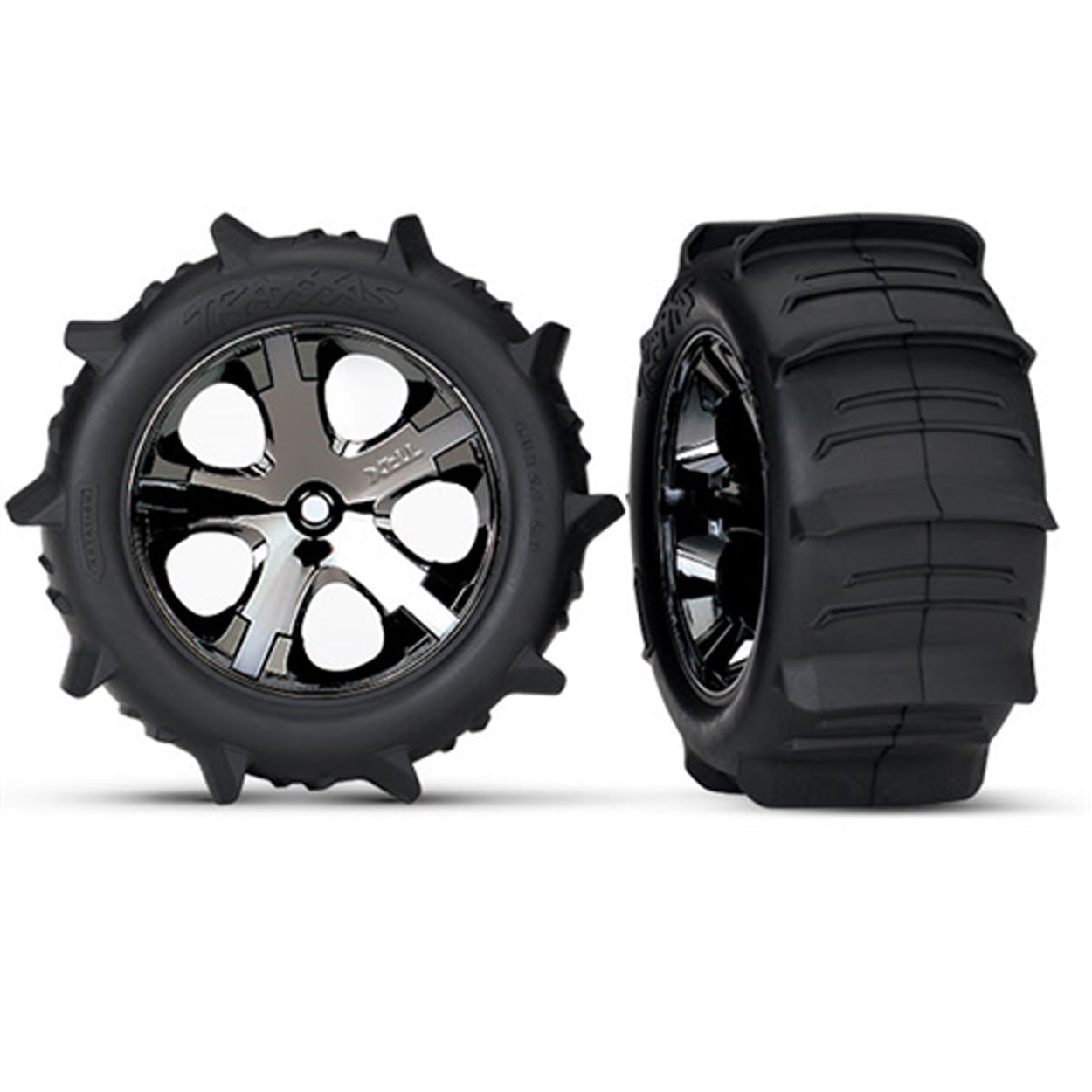 TRA3776 3776 Paddle Tires, 2.8" All-Star Wheels, Chrome, 2WD Rear