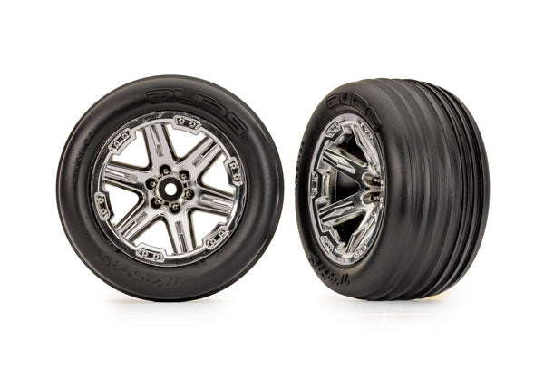 TRA3779 3779 Ribbed Tires & RXT Chrome Wheels w/ Foam Inserts (2)