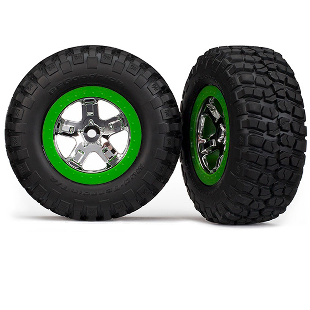 TRA5865 5865 Mud-Terrain Tires, SCT Wheels, Chrome/Green