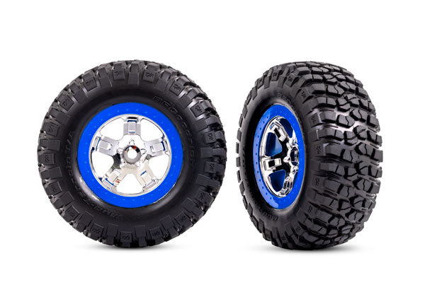TRA5869A 5869A BFGoodrich Slash SCT Pre-Glued 2WD Front Tires, Blue/Chrome (2)