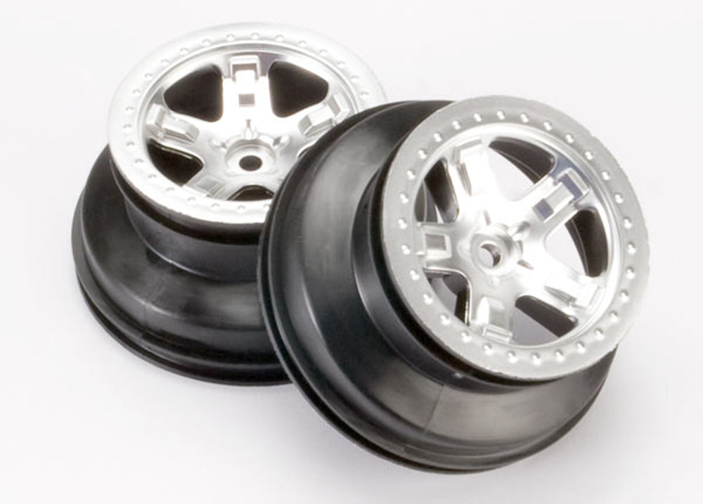 TRA5872 5872 SCT Beadlock Style Wheels, Satin Chrome, 4WD/2WD