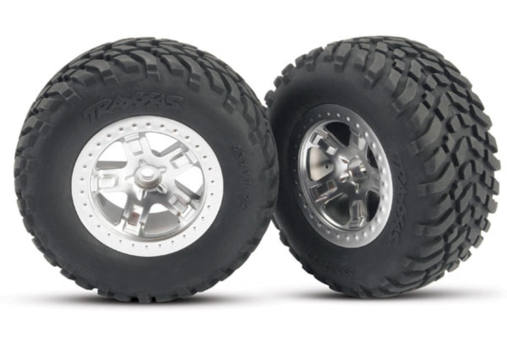 TRA5873 5873 SCT Offroad Tires w/SCT Satin Chrome Wheels