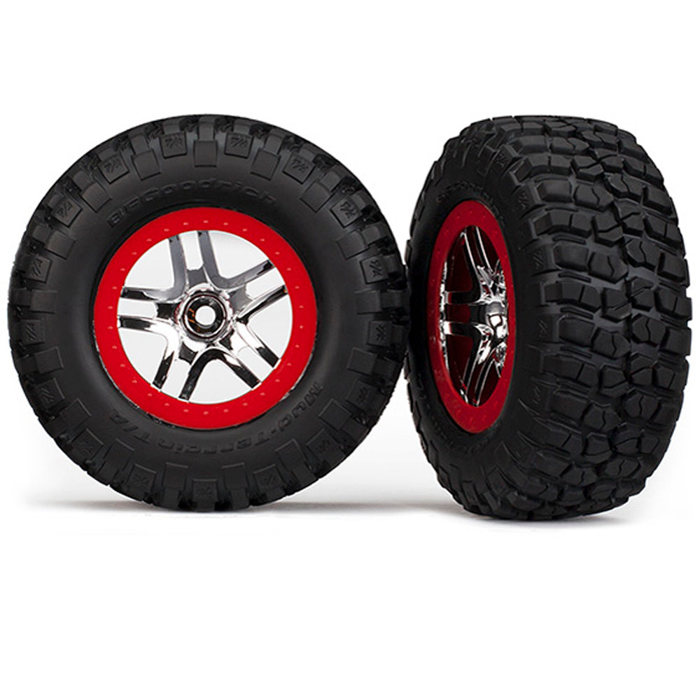 TRA5877A 5877A Mud-Terrain Tires, SCT SS Wheels Chrome/Red
