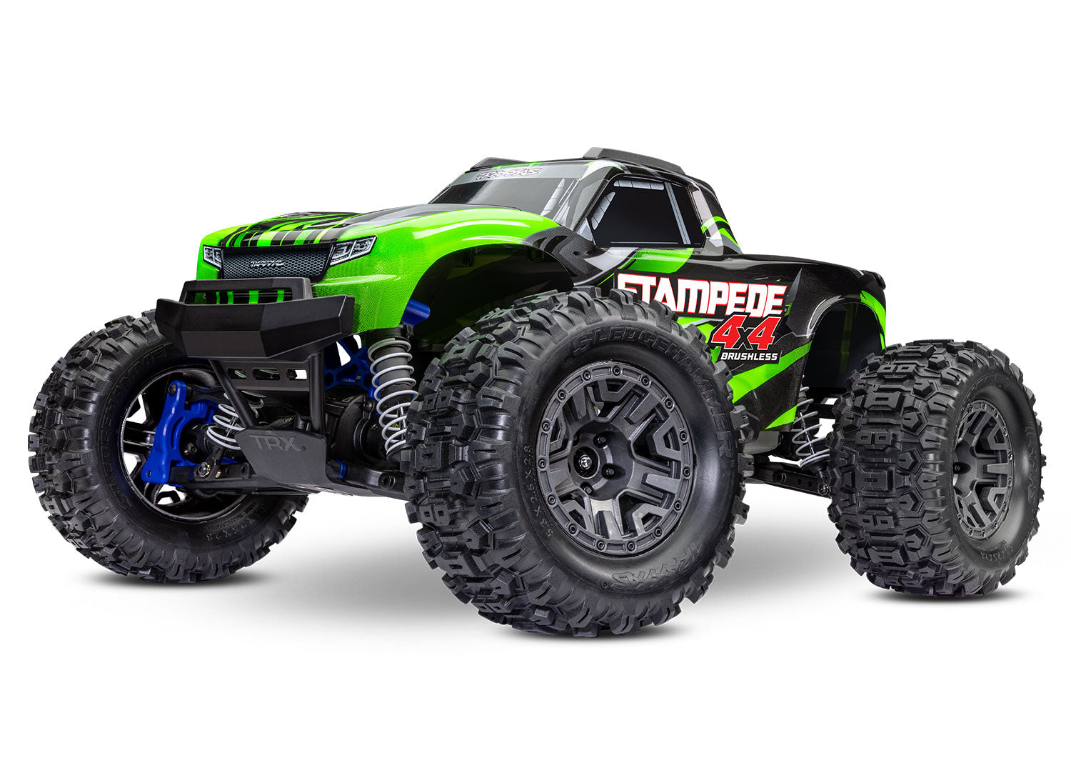 TRA67154-4-GRN 67154-4-GRN Stampede BL-2S 1/10 4X4 Monster Truck RTR, Green