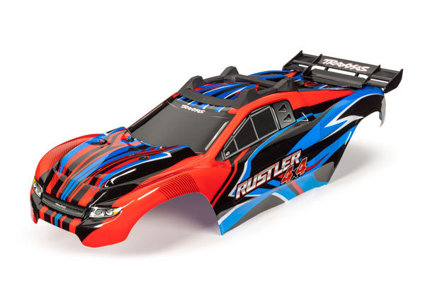 TRA6734R 6734R Rustler 4x4 Body, Red & Blue