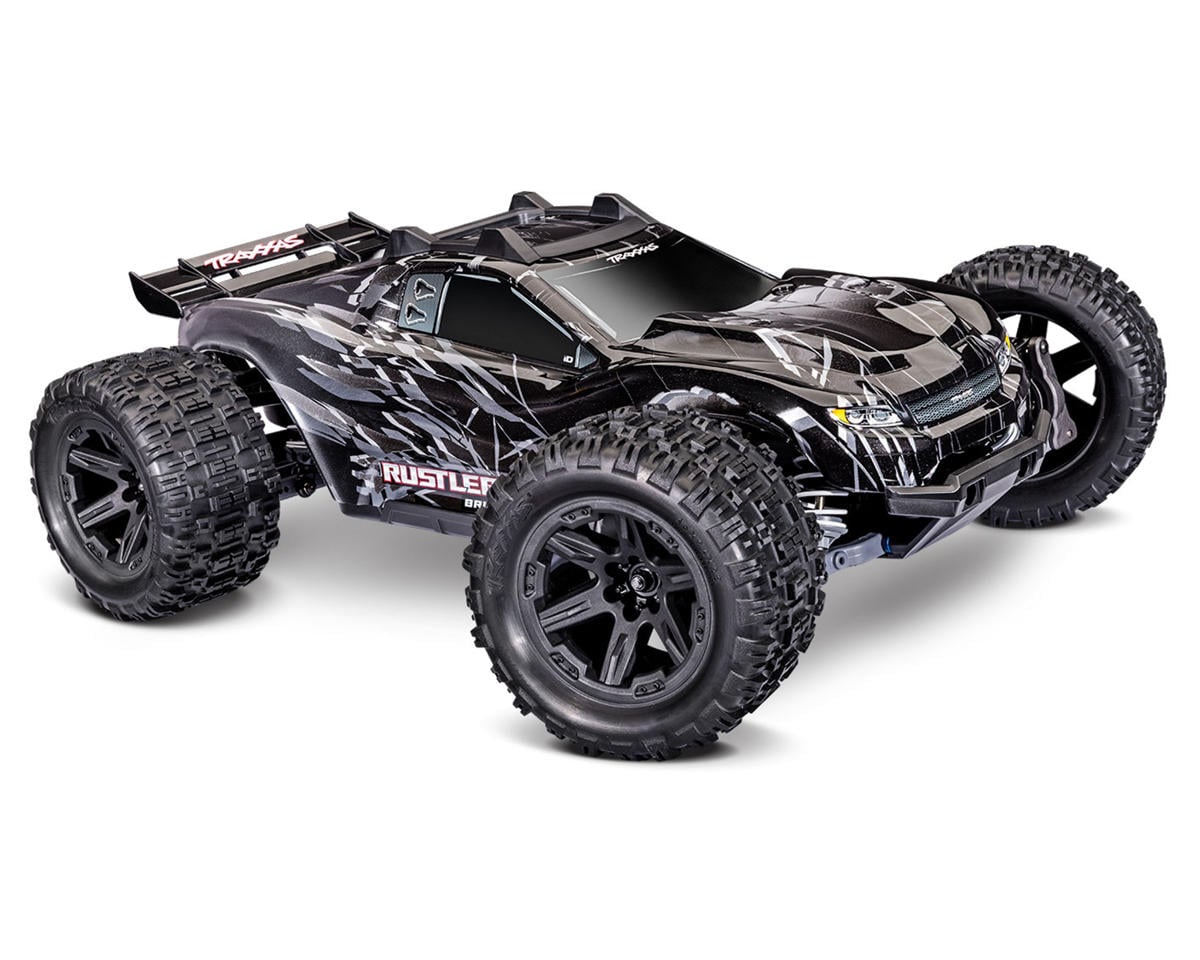 TRA67464-4-BLK 67464-4-BLK Rustler 4X4 Brushless RTR Stadium Truck, Black