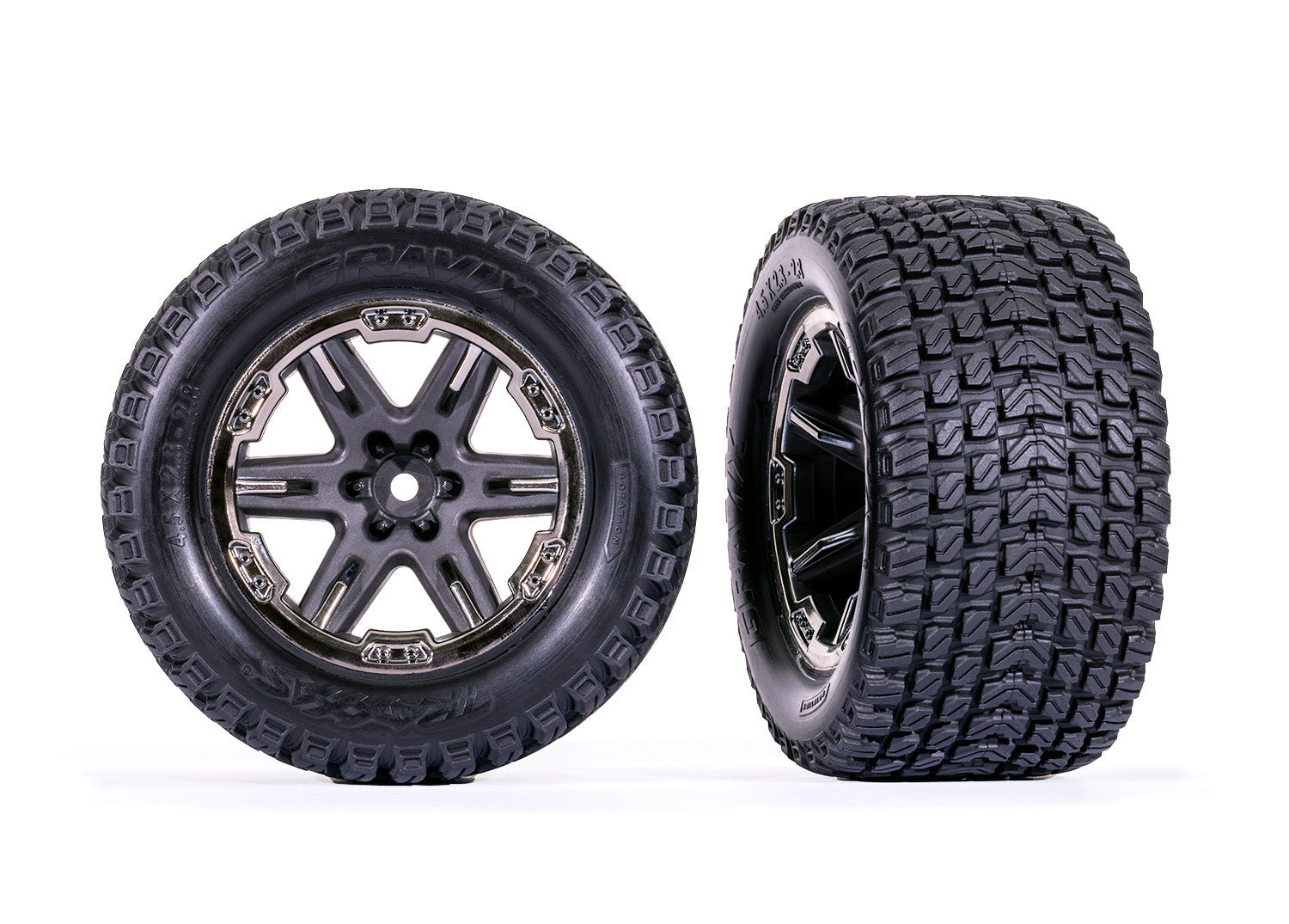 TRA6764-BLKCR 6764-BLKCR Gravix Tires & 2.8" RXT Wheels, Black Chrome (2)