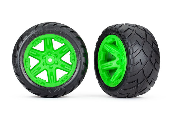 TRA6768G 6768G Rustler 2.8" Rear Anaconda Tires on RXT Wheels, Green (2)