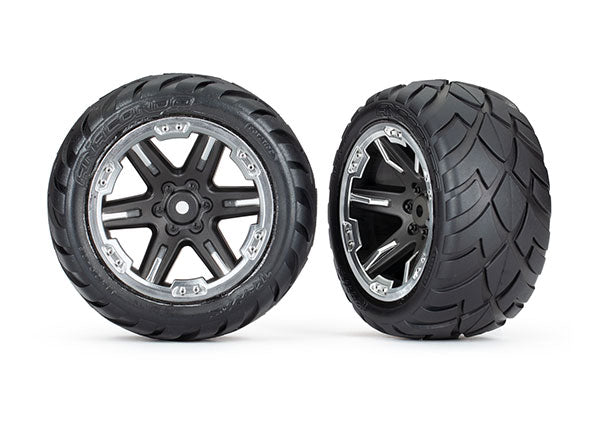 TRA6768X 6768X Rustler 2.8" Rear Anaconda Tires on RXT Wheels, Black/Chrome (2)