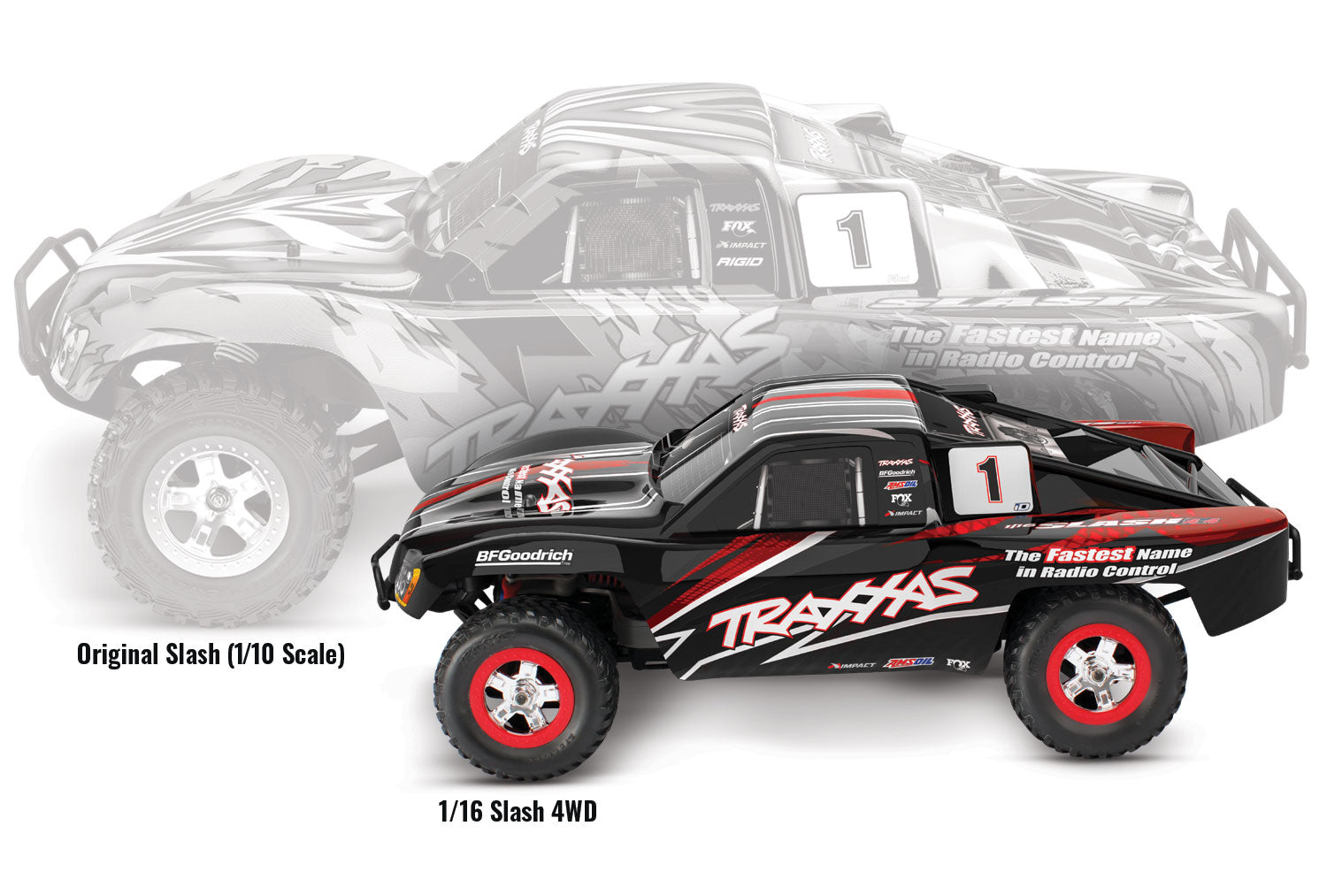 TRA70054-8-BLK 70054-8-BLK Slash 1/16 4X4 Short Course Truck RTR, Black