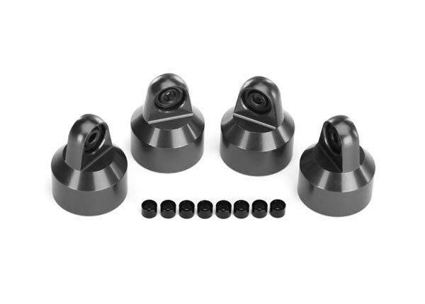 TRA7764-GRAY 7764-GRAY Aluminum Shock Caps w/ Spacers, Gray