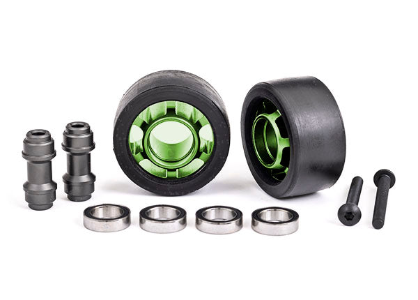 TRA7775G 7775G Wheels w/ Wheelie Bar, Axle & Bearings, Green
