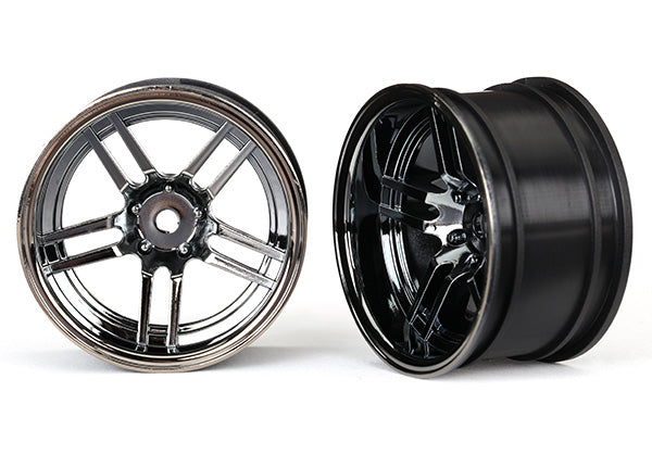 TRA8372 8372 Split Spoke 1.9" Wheels, Wide, Black Chrome, Rear