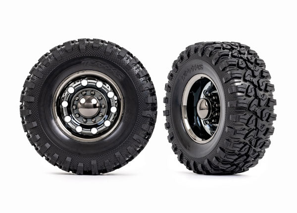 TRA8854X 8854X TRX-6 Big Rig 4.6x2.2" Canyon RT Pre-Glued Rear Tires, Black Chrome (2)