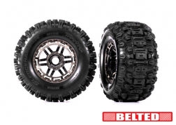 TRA8979A 8979A Sledgehammer Belted Pre-Glued Maxx Tires, Black Chrome (2)