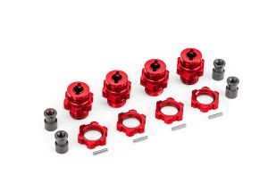 TRA9086-RED 9086-RED 17mm Aluminum Wheel Hubs / Hex Adapters (4), Red