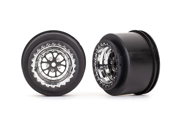 TRA9473R 9473R Weld Racing Drag Wheels, Rear, Chrome w/ Black (2)