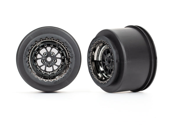 TRA9473X 9473X Weld Racing Drag Wheels, Rear, Black Chrome (2)