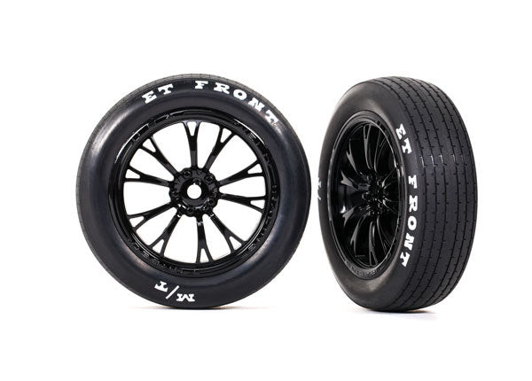 TRA9474 9474 Mickey Thompson ET Front Drag Tires on Weld Wheels, Gloss Black (2)
