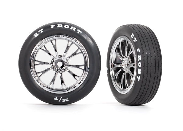 TRA9474R 9474R Mickey Thompson ET Front Drag Tires on Weld Wheels, Chrome (2)