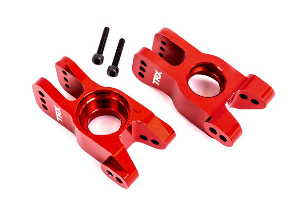 TRA9552R 9552R Left & Right Aluminum Stub Axle Carriers, Red