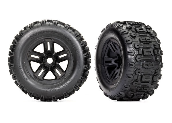TRA9672 9672 Sledge 3.8" Sledgehammer Pre-Glued Front/Rear Tires, Black (2)