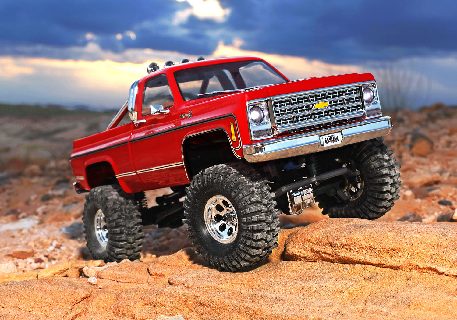 TRA97064-1-RED 97064-1-RED TRX-4M Chevy K10 High Trail 1/18 4X4 Crawler RTR, Red