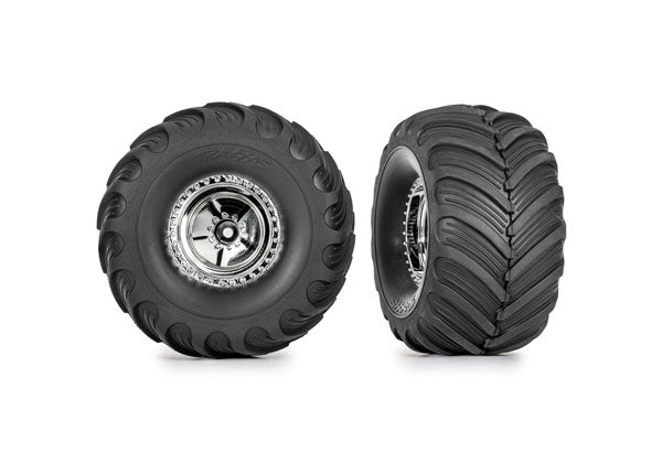 TRA9867 9867 TRX-4MT Terra Groove Pre-Glued Tires, Chrome (2)
