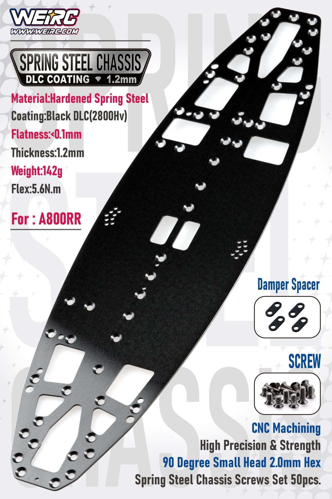 WEISCA800R SCA800R DLC Spring Steel Chassis, 1.2mm, A800R