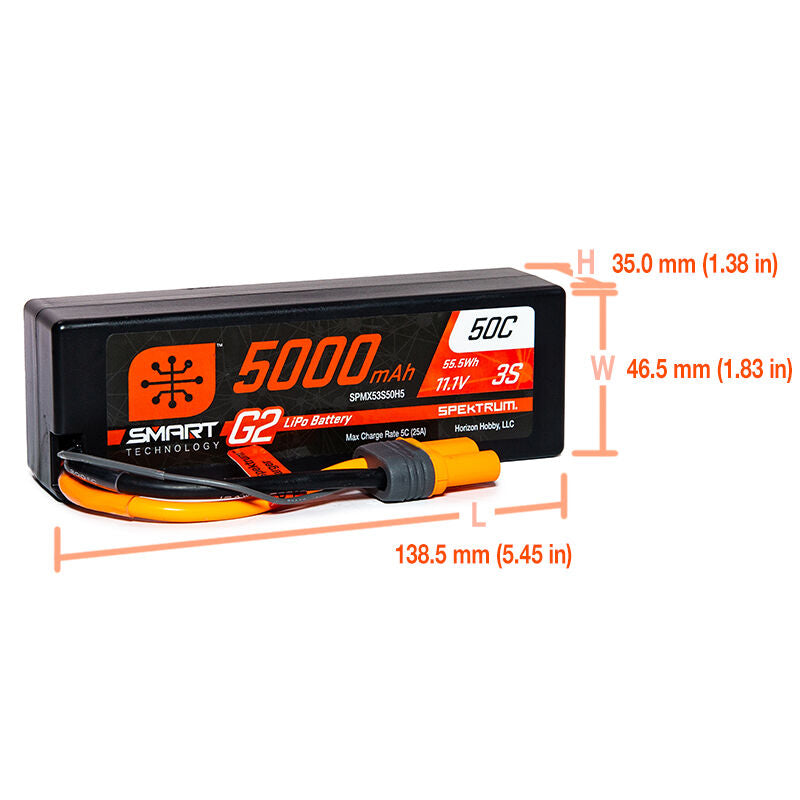 Smart G2 3S 11.1V LiPo Battery, 50C 5000mAh, IC3