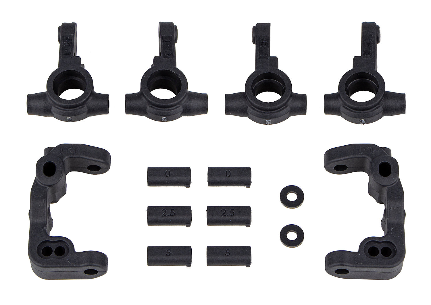 ASC91985 91985 RC10B6.4 -1mm Scrub Caster & Steering Blocks, Carbon