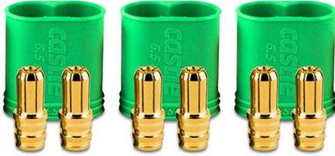 Castle Creations 011-0068-0011006800 Three 6.5mm Polarized Bullet Male Connectors 200A