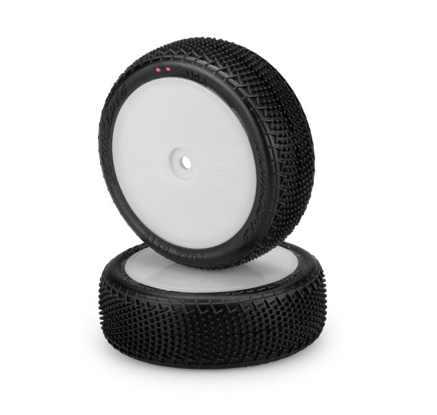 JCO3108-101011 3108-101011 Fuzz Bite Front 4WD Buggy Pre-Mount Tires, Pink Compound, White Wheel (2)
