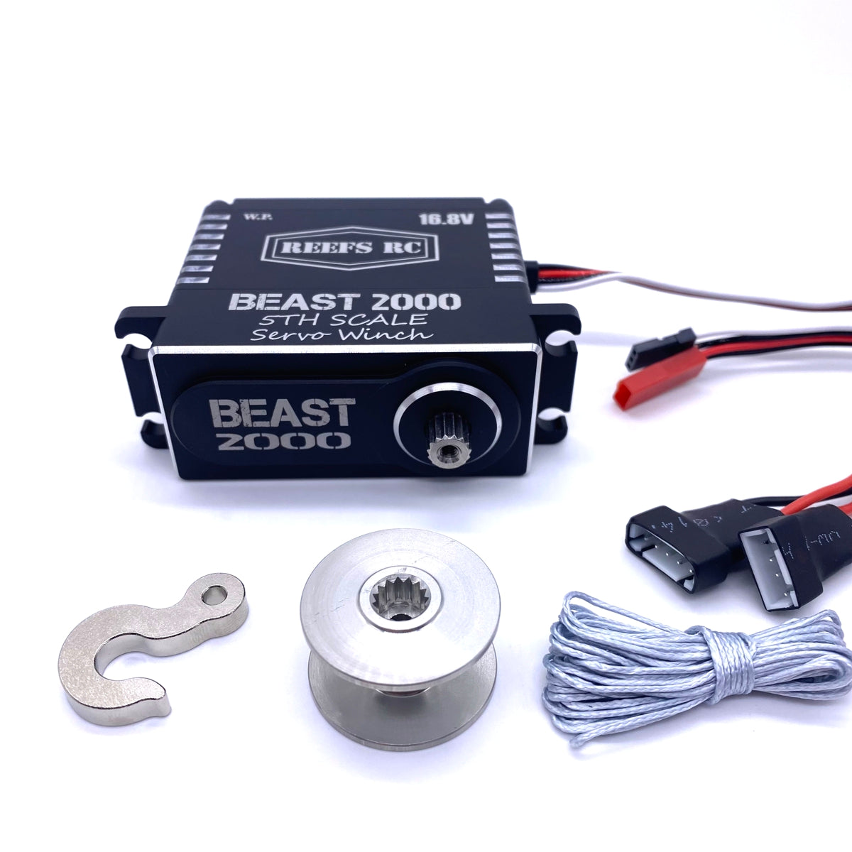 SEHREEFS117 REEFS117 Beast 2000 1/5 Servo Winch w/ Spool, Hook, Line, 3S & 4S