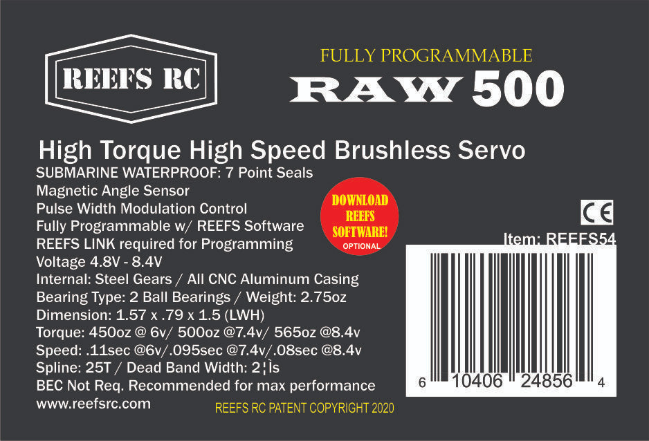 Raw 500 Waterproof High Torque 7.4V, Servo