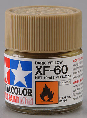 Tamiya 81760 XF-60 Acrylic Paint, Dark Yellow, Mini, 1/3 oz