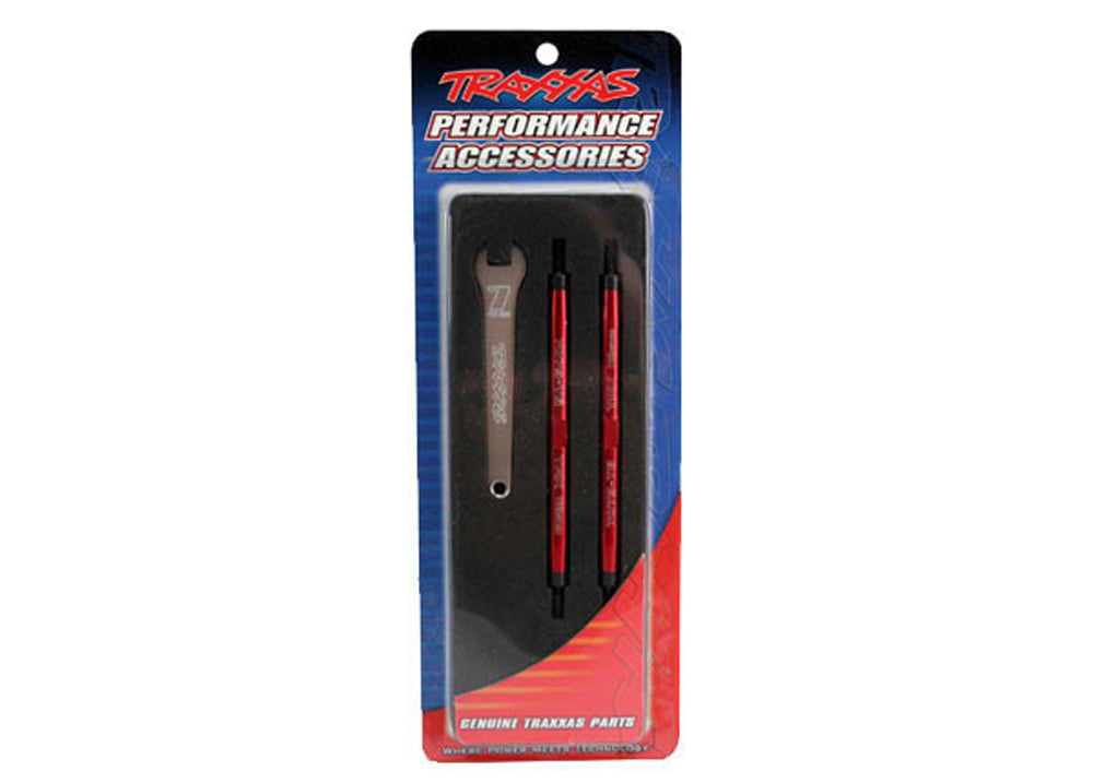 TRA5141R 5141R Front Aluminum Toe Link Turnbuckles, 112mm, Red