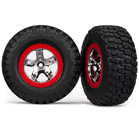 Traxxas 5869 Mud-Terrain Tires, SCT Chrome Wheels