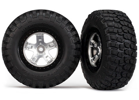 Traxxas 5878 Mud-Terrain Tires, SCT Wheels, Satin Chrome