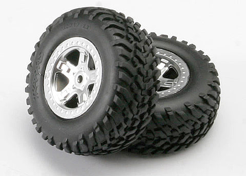 Traxxas 5973 SCT Off-Road Tires, SCT DP Wheels, Satin Chrome