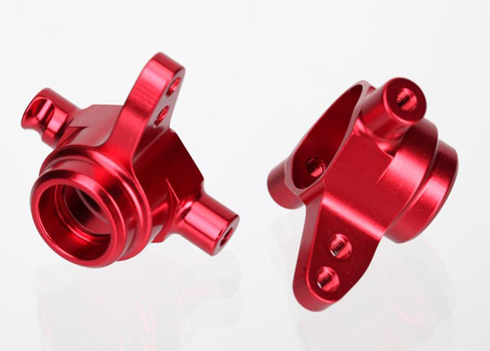 TRA6837R 6837R Left & Right Aluminum Steering Blocks, Red