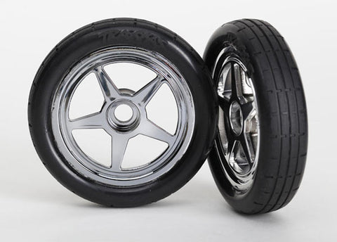 Traxxas 6975 Funny Car Tires, 5-Spoke Wheels, Chrome, Front