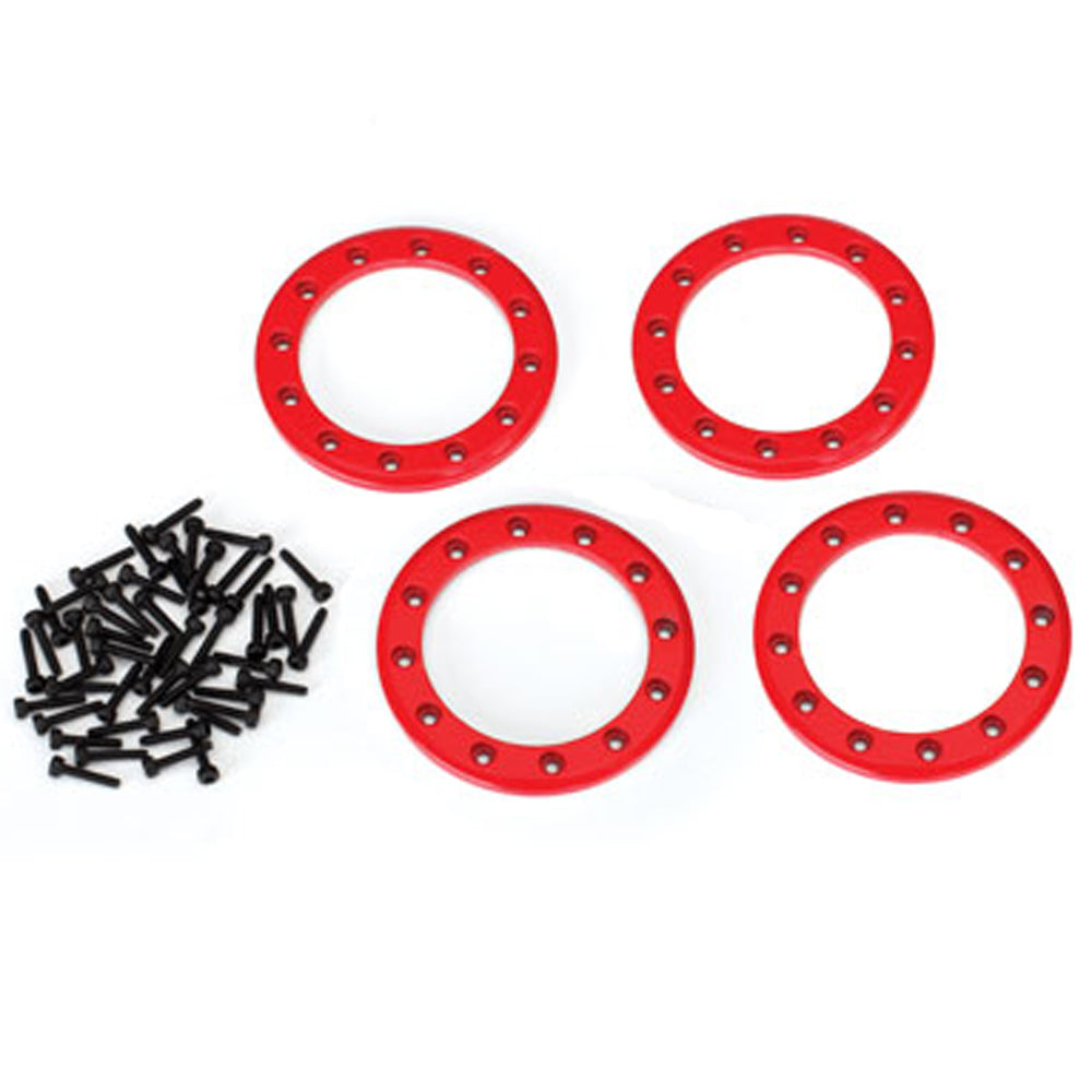 TRA8169R 8169R Aluminum Beadlock Rings, 1.9", Red