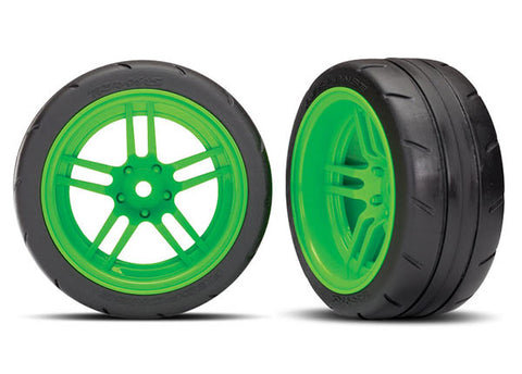 Traxxas 8374G Response Tires, Split-Spoke Wheels, 1.9", Green