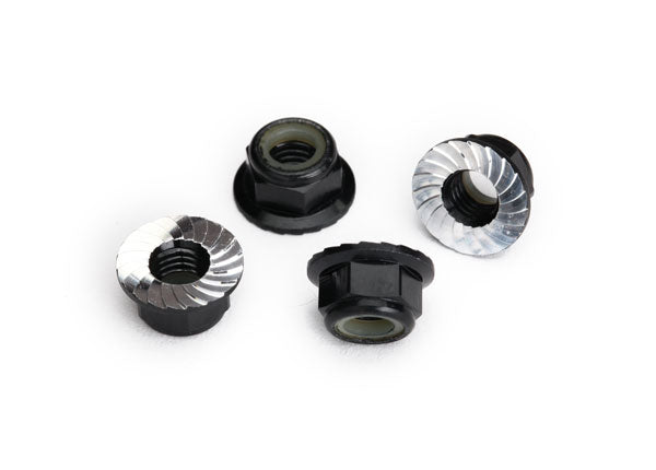 TRA8447A 8447A Aluminum 5mm Flanged Nylon Locking Nut, Black