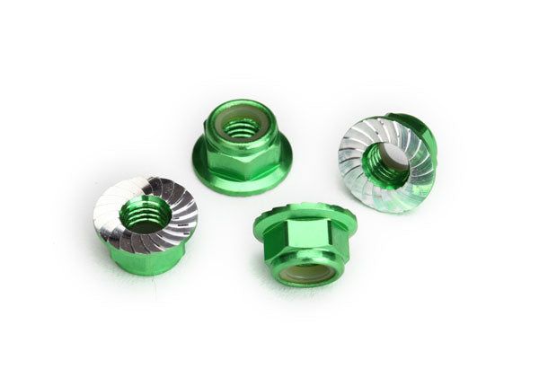 TRA8447G 8447G Aluminum 5mm Flanged Nylon Locking Nut, Green