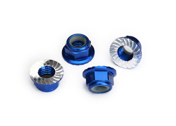 TRA8447X 8447X Aluminum 5mm Flanged Nylon Locking Nut, Blue